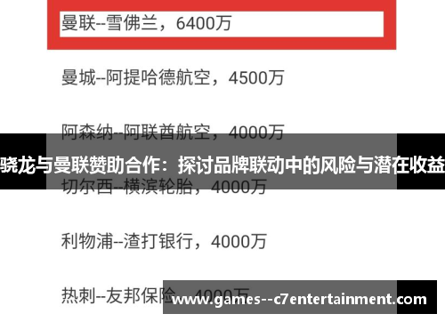 骁龙与曼联赞助合作：探讨品牌联动中的风险与潜在收益